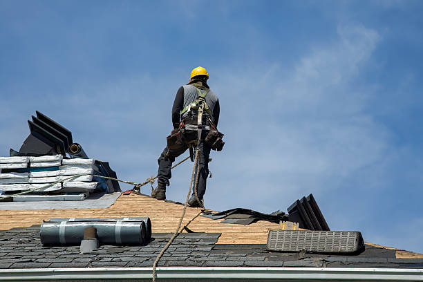Professional Gutter Installation technician working in Laurel, NY
